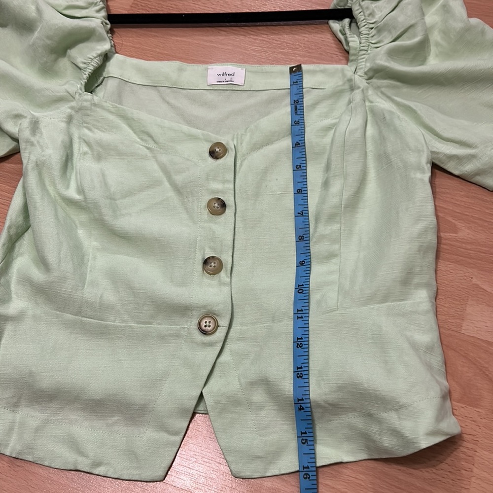 Wilfred Janine Light Green Puff Sleeve Blouse from Aritzia - Picture 4 of 7